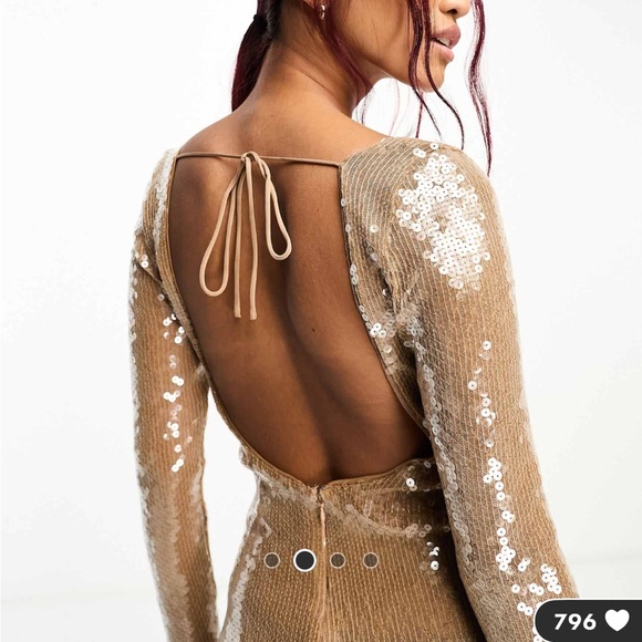 Bardot sequin midaxi dress is cream glazed sequin NWT- Size 4 - Picture 3 of 4